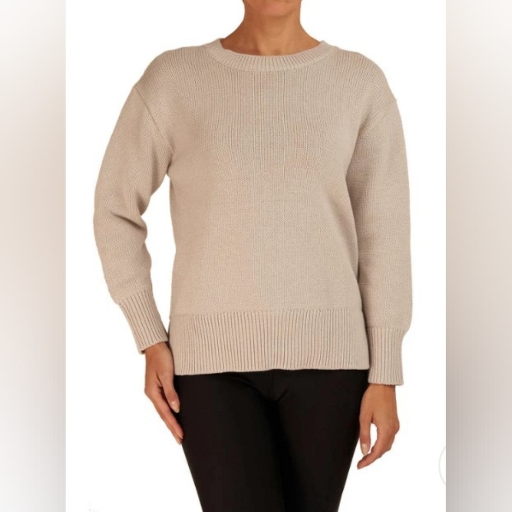 Philosophy Cream High-low Crew Neck Sweater